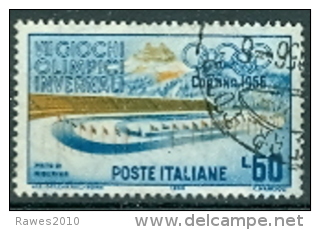 Italien 1956 Mi. 958 + 961 Gest. Olympische Winterspiele Cortina D` Ampezzo Skisprungsschanze Skistadion - Inverno1956: Cortina D'Ampezzo