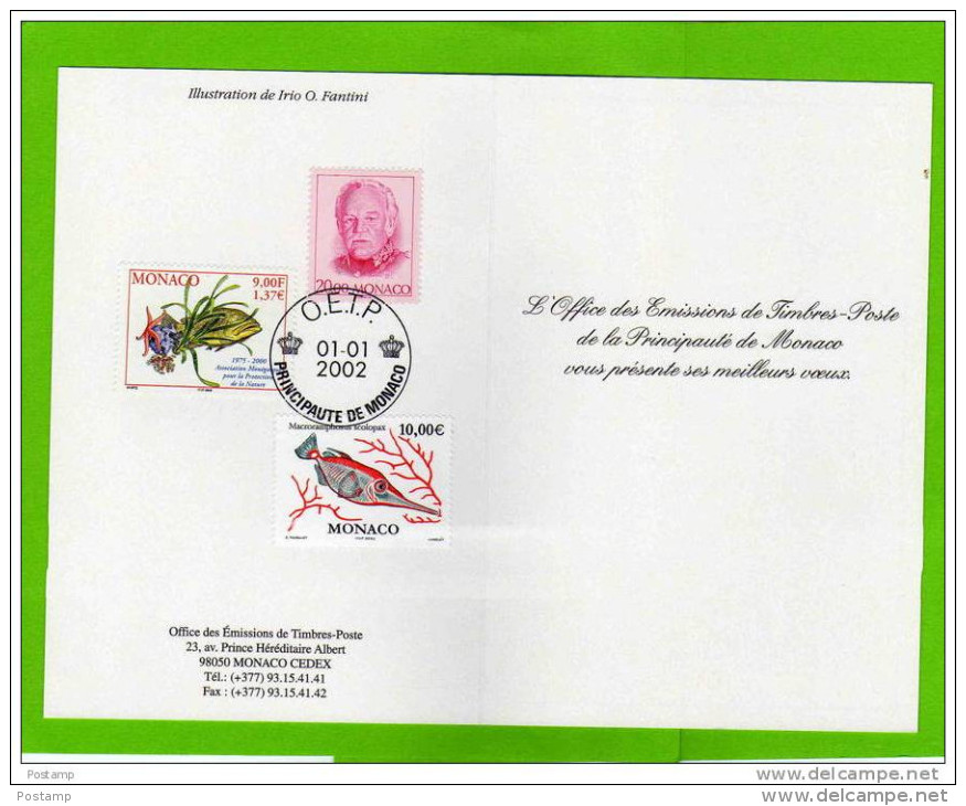 Encart De L'office Des Timbres Postes -voeux 2002- Illustré  + 3timbres Oblitérés N°1778-2272 2330 - Covers & Documents