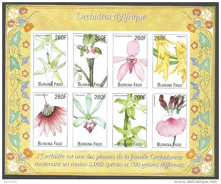 Burkina Faso 2000 African Orchids Michel 1702-1709 Mint Unperforated Sheetlet - Burkina Faso (1984-...)