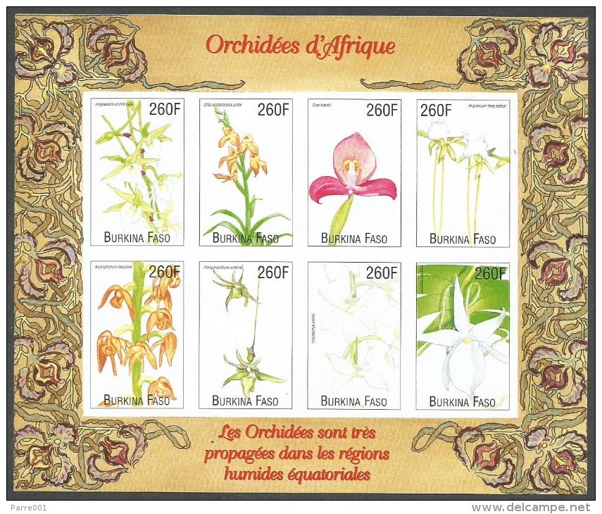 Burkina Faso 2000 African Orchids Michel 1718-1725 Mint Unperforated Sheetlet - Burkina Faso (1984-...)