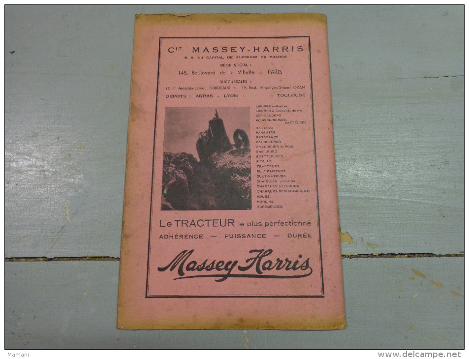 Liste Des Pieces De Rechange Pour Moissonneuses Lieuses Massey Harris N°3 Et 5.---- - Advertising