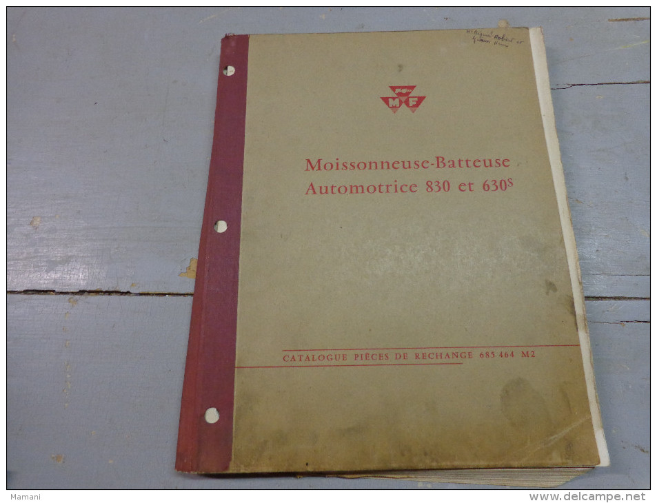 Liste Pieces Rechange-Massy Ferguson Moissonneuse Batteuse Automotrice 830 Et 630s+-bulletin De Changements N°1/02/1961 - Advertising