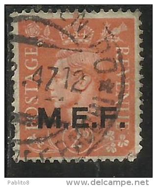 COLONIE OCCUPAZIONI STRANIERE MEF 1943 - 1947 M.E.F. 2 P USED - Occ. Britanique MEF