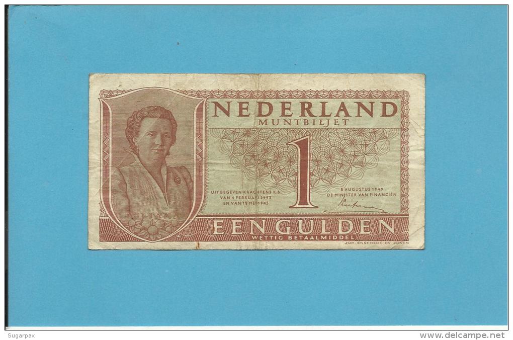 NETHERLANDS - 1 GULDEN - 08.08.1949 - Pick 72 - Queen Juliana - 2 Scans - 1 Gulden
