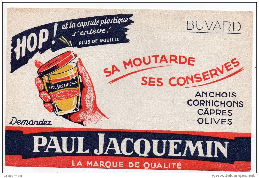 Buvard - Paul Jacquemin - Sa Moutarde Ses Conserves - Anchois Cornichons Câpres Olives - Moutardes