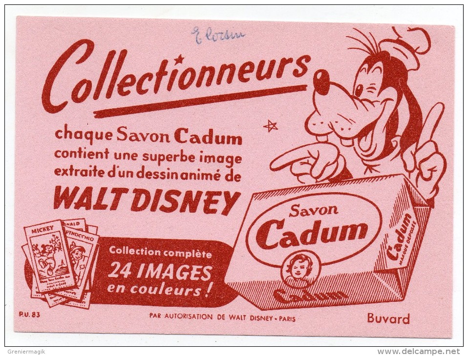 Buvard - Savon Cadum - Walt Disney - Dingo - Parfums & Beauté
