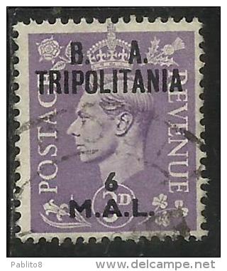 TRIPOLITANIA OCCUPAZIONE BRITANNICA 1948 BA B.A. 6 M SU 3 P TIMBRATO USED - Tripolitania