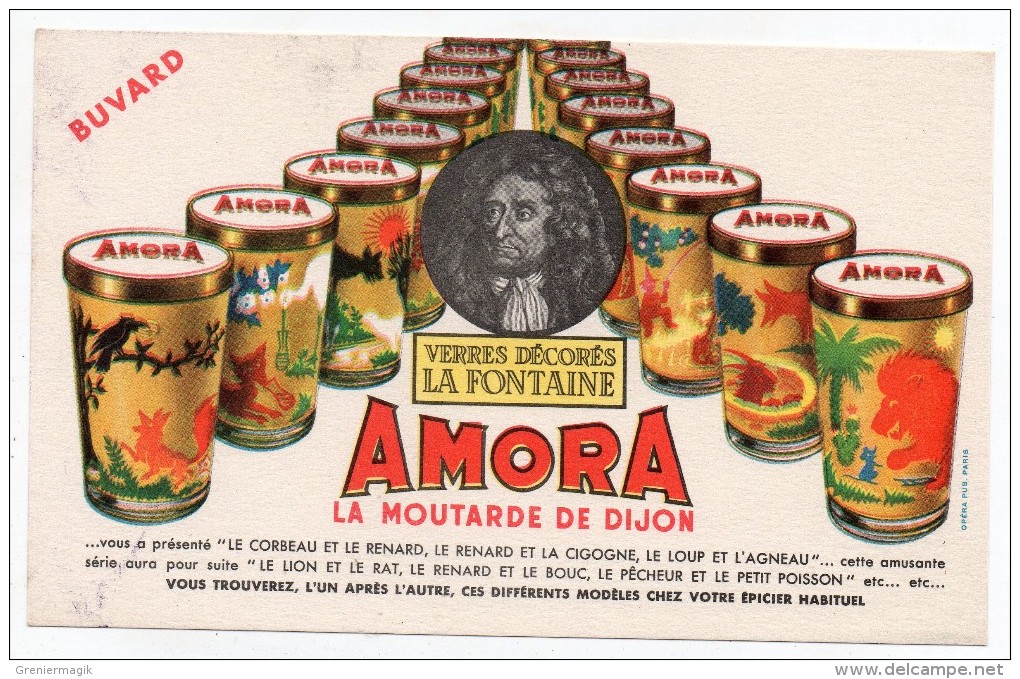 Buvard - Amora - La Moutarde De Dijon - Verres Décorés La Fontaine - Mostard