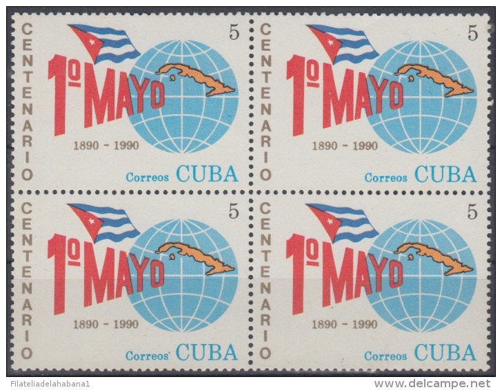 1990.29- * CUBA 1990. MNH. 1 DE MAYO. LABOR DAY. DIA INTERNACIONAL DEL TRABAJO. BLOCK 4. - Unused Stamps