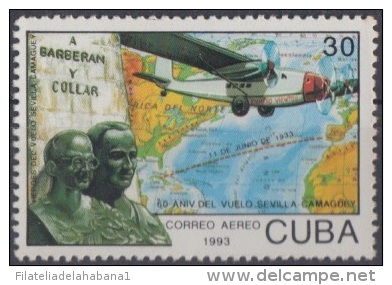 1993.14- * CUBA 1993. MNH. 60 ANIV VUELO SEVILLA- CAMAGUEY. PRIMEROS VUELOS. FIRT FLIGHT. - Unused Stamps