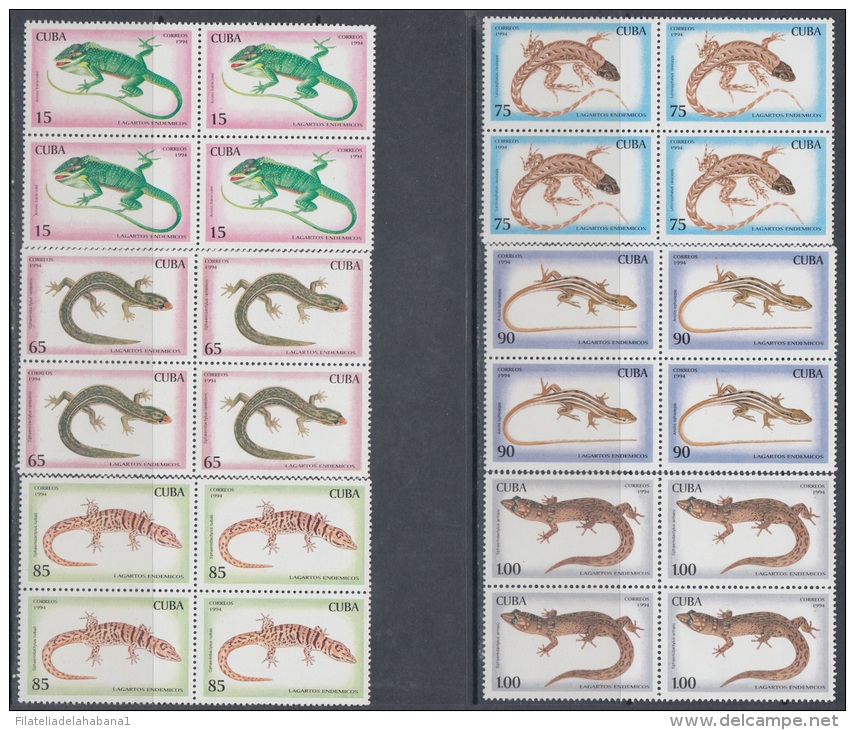 1994.54- * CUBA 1994. MNH. LAGARTOS DE * CUBA. LIZARD. REPTIL. SAURIUS. BLOCK 4. - Unused Stamps