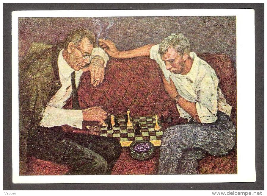 Chess Schach Echecs Ajedrez 1969 USSR MNH Postcard " Chess Players " Painter Vainshtein - Chess