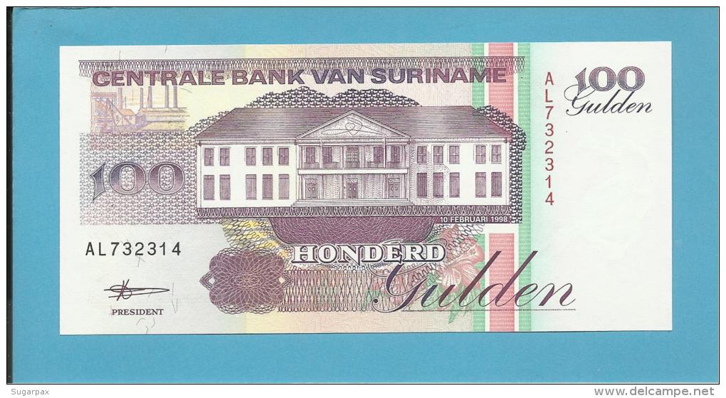 SURINAM - 100 GULDEN - 10.02.1998 - Pick 139.b - UNC. - Wmk. Toucan - 2 Scans - Surinam