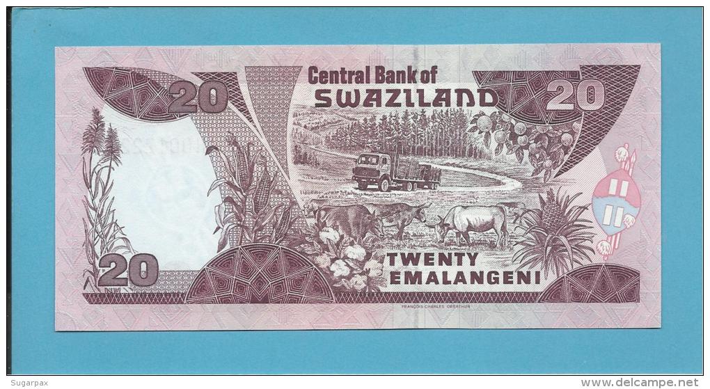 SWAZILAND - 20 EMALANGENI - 01.04.1998 - Pick 25.c - UNC. - Sign. 4 - 2 Scans - Swaziland