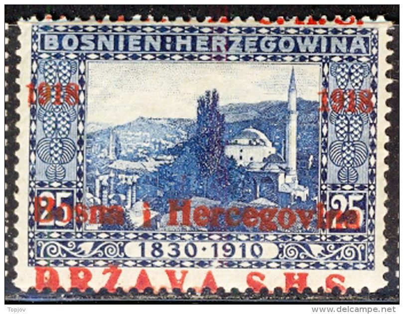 YUGOSLAVIA - JUGOSLAVIA - BOSNIA  S.H.S  -   ERRORS  Ovpt. - MOSQUE  - **MNH - 1919 - Neufs