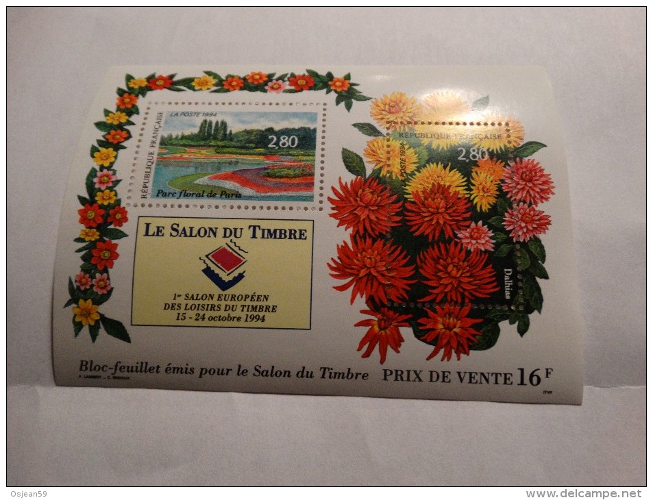 1994-bloc Feuillet N°16,émis Pour Le Salon Du Timbre(Dahlias-parc Floral De Paris) - Mint/Hinged