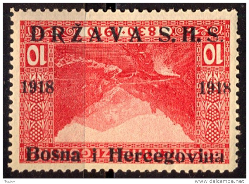 YUGOSLAVIA - JUGOSLAVIA - BOSNIA  S.H.S  -   ERRORS  Ovpt. INVERTED - RIVER  - **MNH - 1918 - Ongebruikt