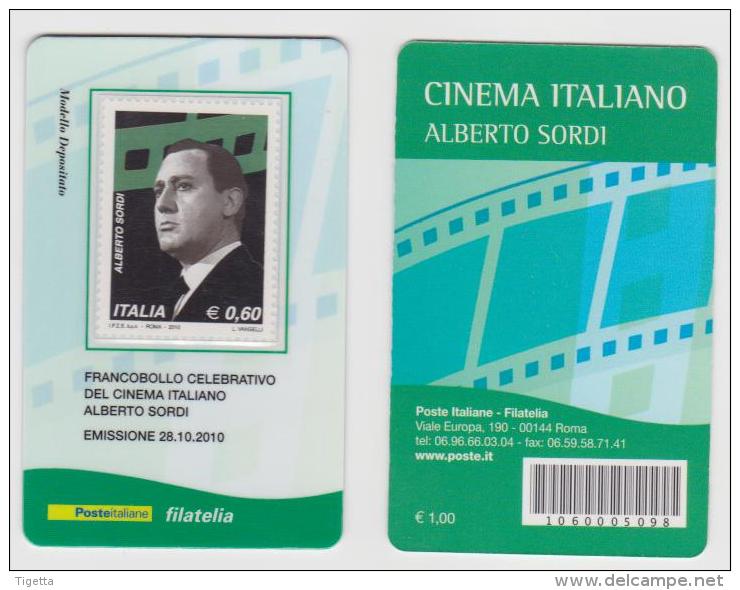 2010 - ITALIA -   TESSERA  FILATELICA   "CINEMA ITALIANO ALBERTO SORDI" - Philatelistische Karten