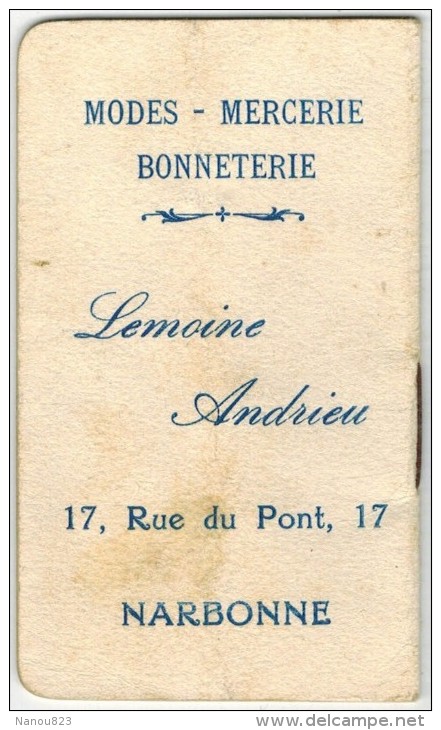 1932 AGENDA CALENDRIER POCHE PUBLICITAIRE ILLUSTRATEUR SIGNE Mode Mercerie Bonneterie LEMOINE NARBONNE FEMME FRAU LADY - Petit Format : 1921-40