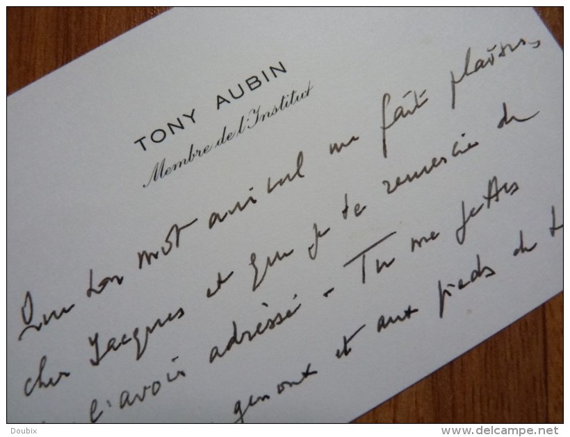 Tony AUBIN (1907-1981) Compositeur & Chef D´orchestre - Académie BEAUX ARTS - AUTOGRAPHE - Autres & Non Classés