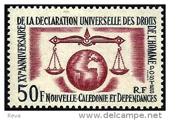 NEW CALEDONIA 50 FRANCS RED XV AA. HUMAN RIGHTS DECLARATION SET OF 1 MINTLH 1963(?) SG374 READ DESCRIPTION !! - Neufs