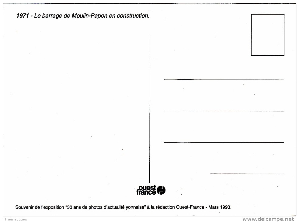 Thematiques CP GF 85 Vendée Souvenir De L'Exposition Le Barrage De Moulin Papon En Construction - La Roche Sur Yon
