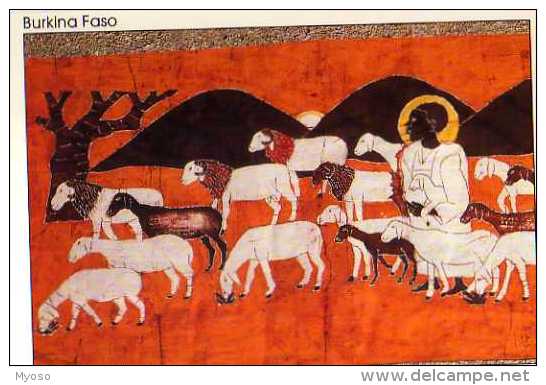 BURKINA FASO Le Bon Pasteur,  Batik De Leopold, Berger, Moutons - Burkina Faso