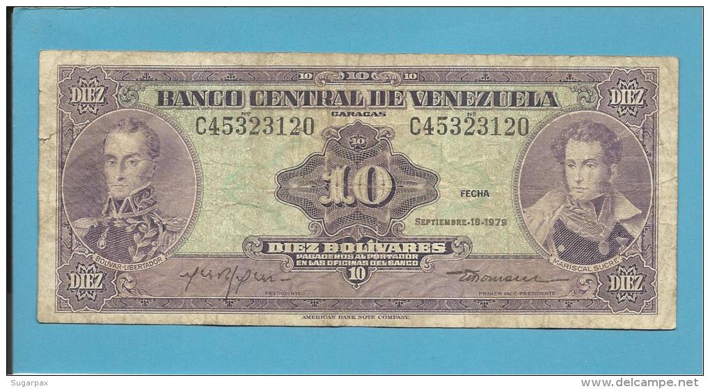 VENEZUELA - 10 BOLÍVARES - 18 / 09 / 1979 - Pick 51g - BOLÍVAR LIBERTADOR E MARISCAL SUCRE - 2 Scans - Venezuela