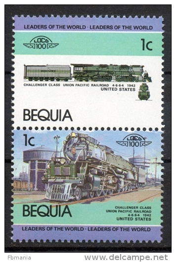 Bequia 1984 - Locomotiva, Treno, Locomotive, Train MNH ** - St.Vincent (1979-...)
