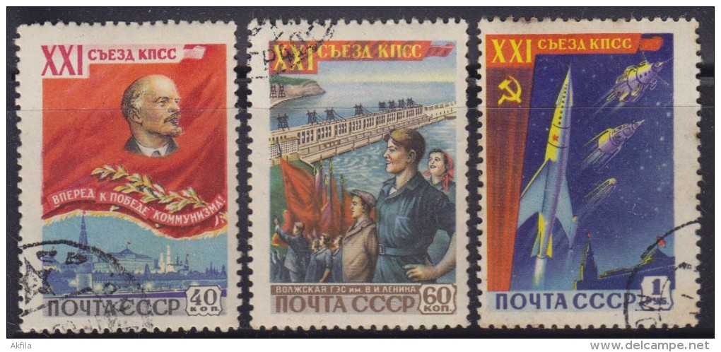 510(5). Russia, USSR, 1959, 21st Soviet Communist Party Congress, Used (o) Michel 2190-2192 - Gebraucht