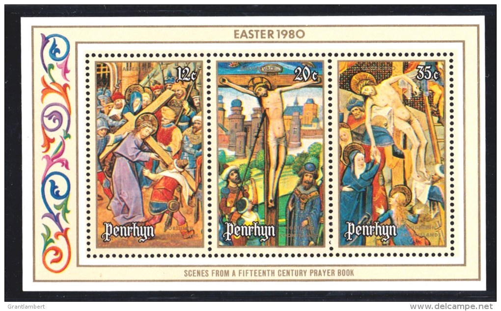 Penrhyn 1980 Easter Prayer Book Scenes Set + 4 Minisheets MNH - 3 Scans - Penrhyn