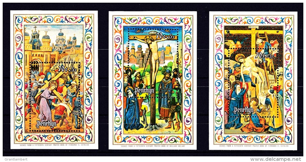 Penrhyn 1980 Easter Prayer Book Scenes Set + 4 Minisheets MNH - 3 Scans - Penrhyn