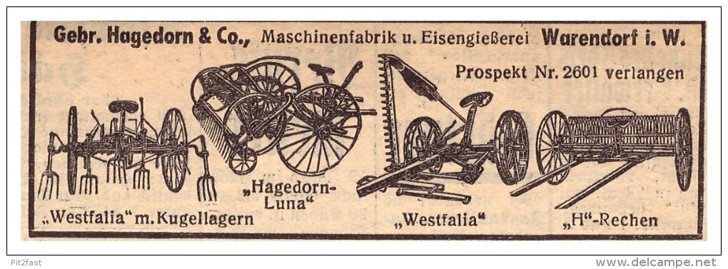 Original Werbung - 1939 - Hagedorn & Co In Warendorf I.W. , Schlepper , Traktor , Landwirtschaft !! - Traktoren