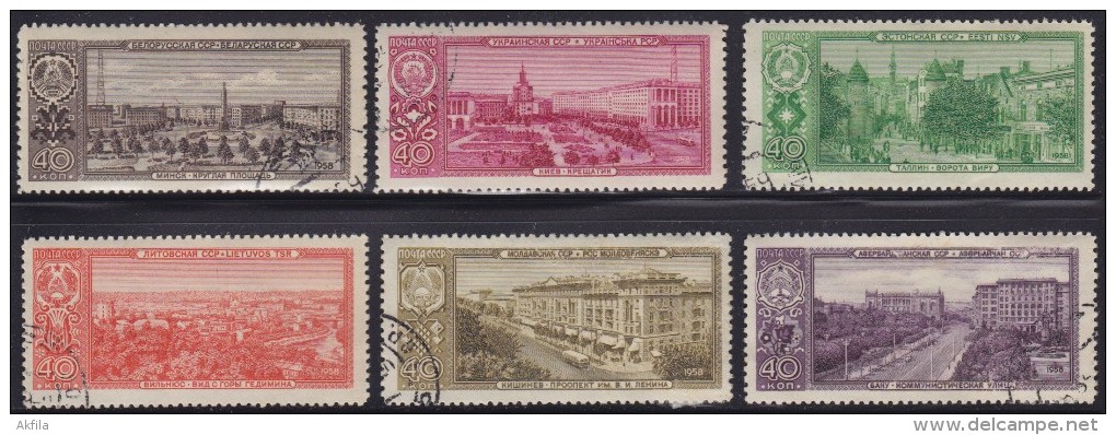 580. Russia, USSR, 1958, Capitals Of The Union Republics, Used (o) Michel 2174-2179 - Gebraucht