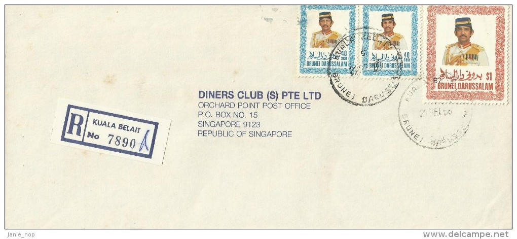 Brunei 1988 Registered Cover With 40c X 2 And $ 1.00 Stamps - Brunei (1984-...)