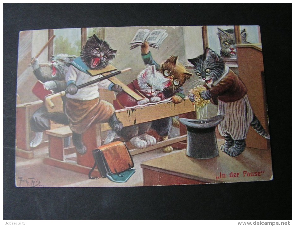 == Arthur Thiele, Katzen In Der Schule,  Dei Pause  Aus 1911 - Thiele, Arthur