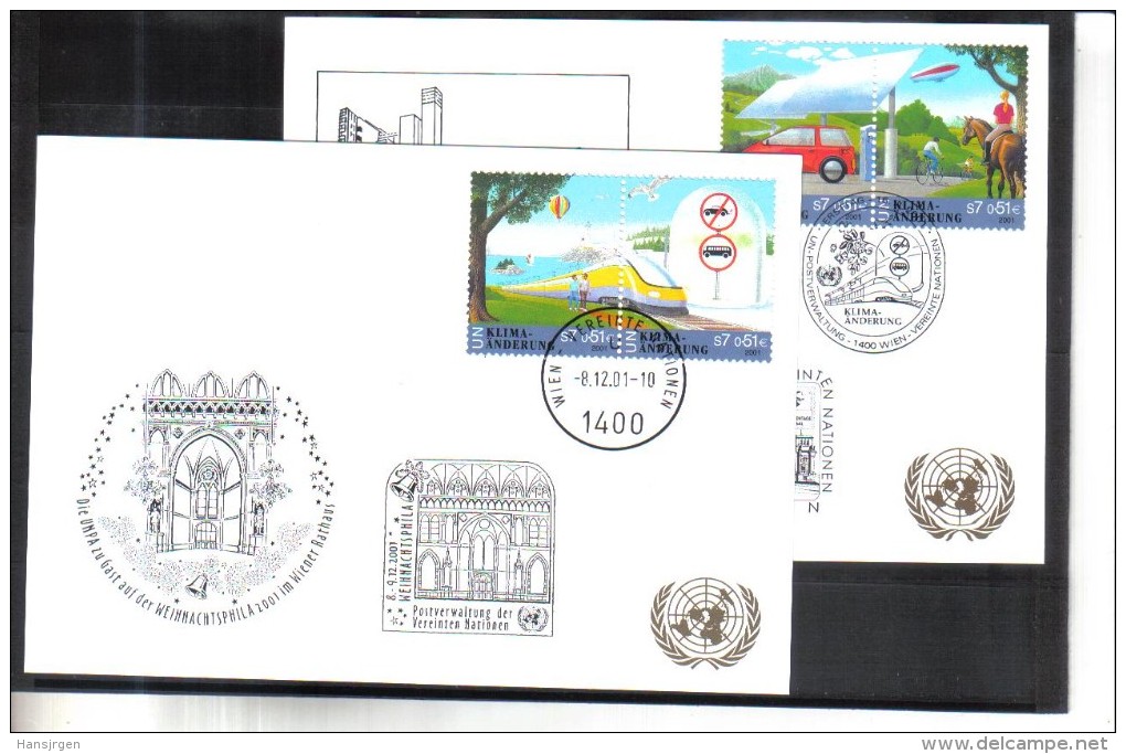 BLO845 UNO WIEN 2001 MICHL 346/49  WEISSE KARTE - White Cards - Used Stamps