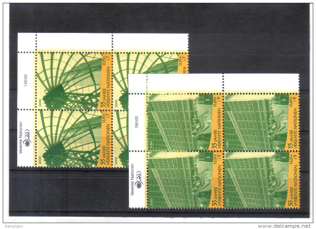 BLO793 UNO WIEN 2000 Michl 309/10  ECKRAND VIERERBLOCK  Postfrisch ** - Ungebraucht