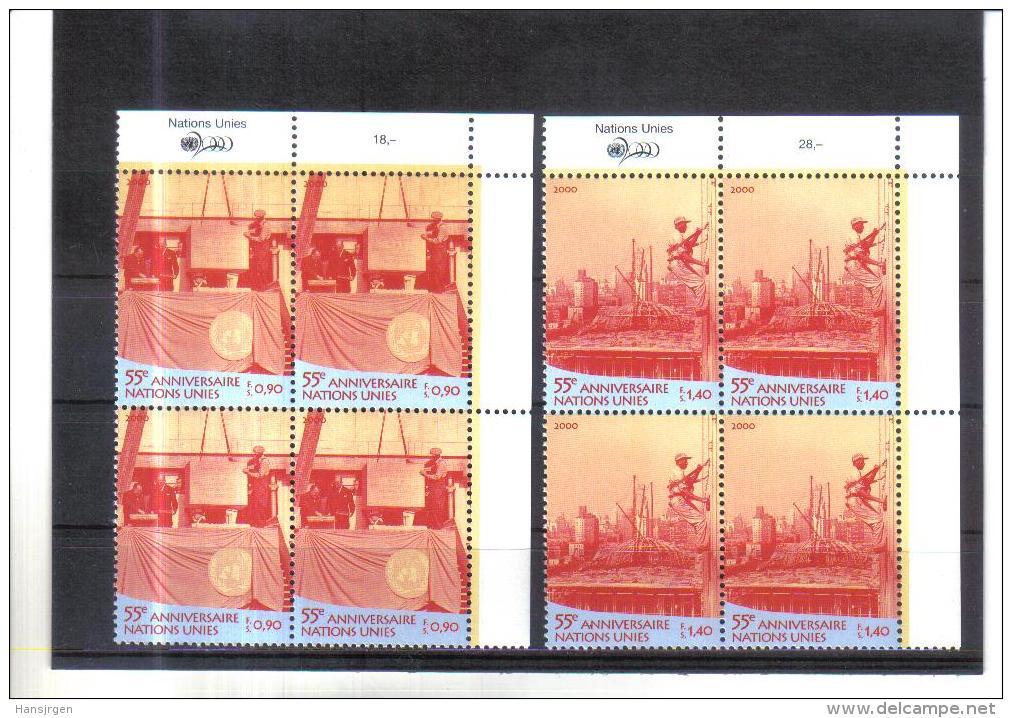 BLO813 UNO GENF  2000 Michl  391/92  ECKRAND VIERERBLOCK  Postfrisch ** - Unused Stamps