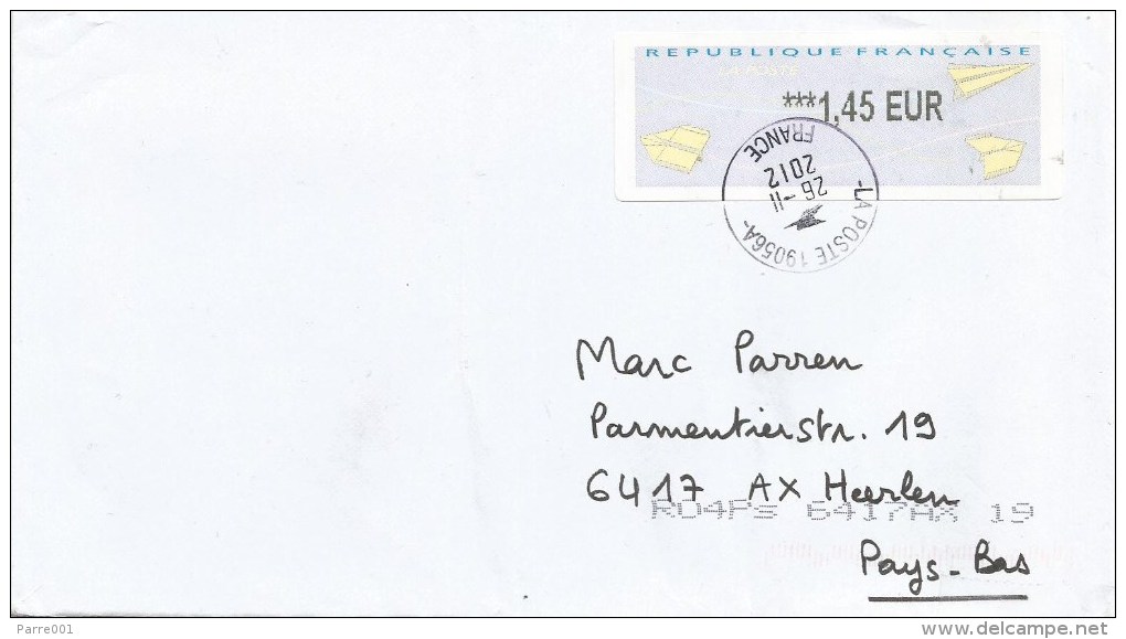 France 2012 La Varenne Post Office Meter Franking EMA Olivetti “PR2” Cover - 2000 « Avions En Papier »