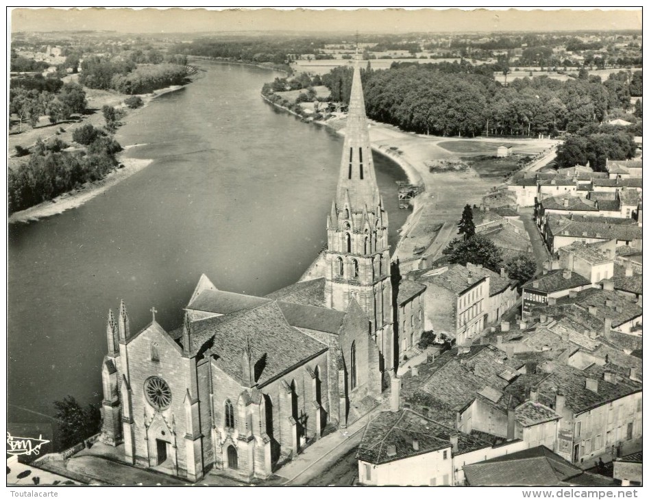 CPSM 33 LANGON VUE AERIENNE L EGLISE ET LA GARONNE   Grand Format 15 X 10,5 - Langon