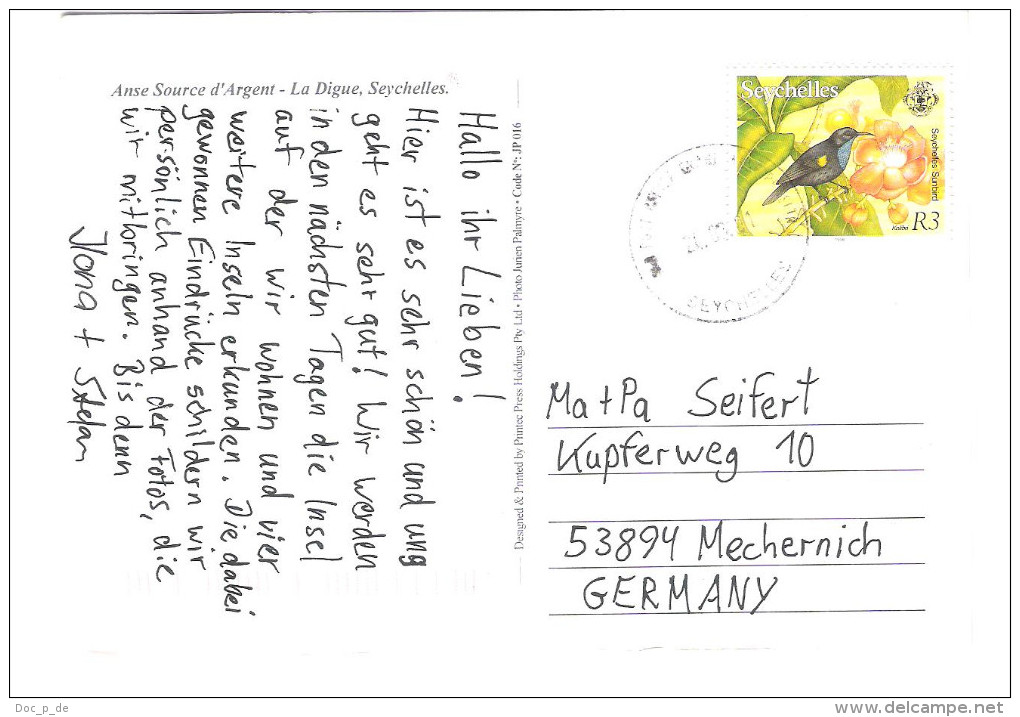 Seychellen - Seychelles - Anse Source D`Argent - La Digue - Nice Stamp - Seychellen