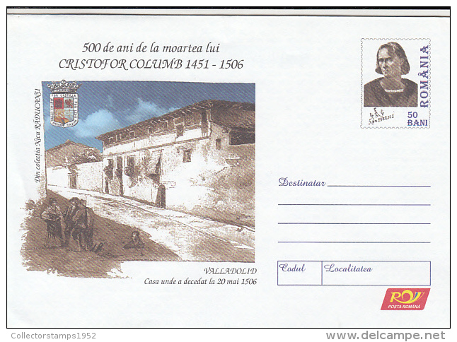 10213- CHRISTOPHER COLUMBUS, AMERICA DISCOVERER, COVER STATIONERY, 2006, ROMANIA - Cristóbal Colón