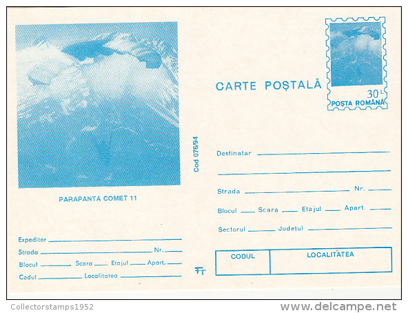 10317- PARACHUTTING, POSTCARD STATIONERY, 1994, ROMANIA - Parachutisme