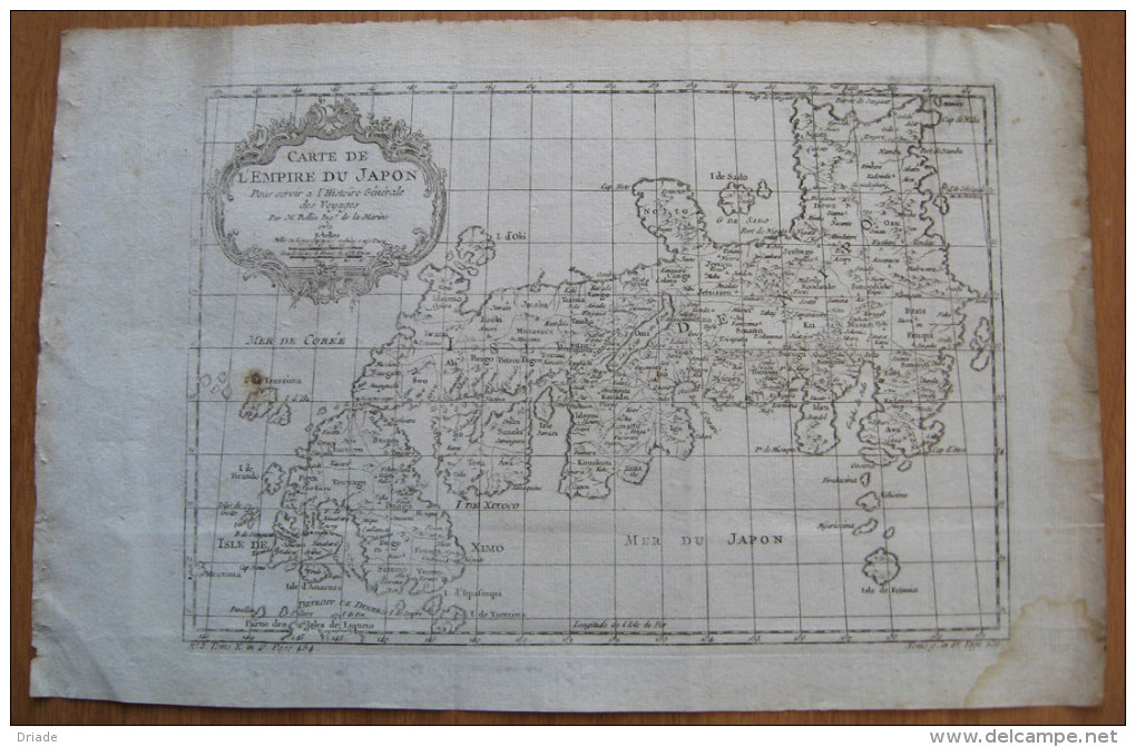 MAPPA CARTA GEOGRAFICA GIAPPONE JAPON ANNO 1752 - Cartes Géographiques