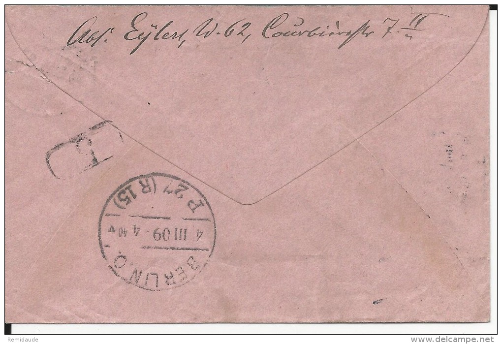 1909 - ENVELOPPE ENTIER POSTAL PNEUMATIQUE De BERLIN - TYPE GERMANIA - Omslagen