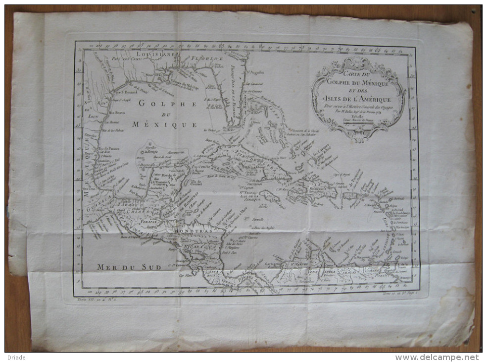 MAPPA CARTA GEOGRAFICA GOLFO DEL MESSICO E ISOLE AMERICA CENTRALE ANNO 1754 - Carte Geographique