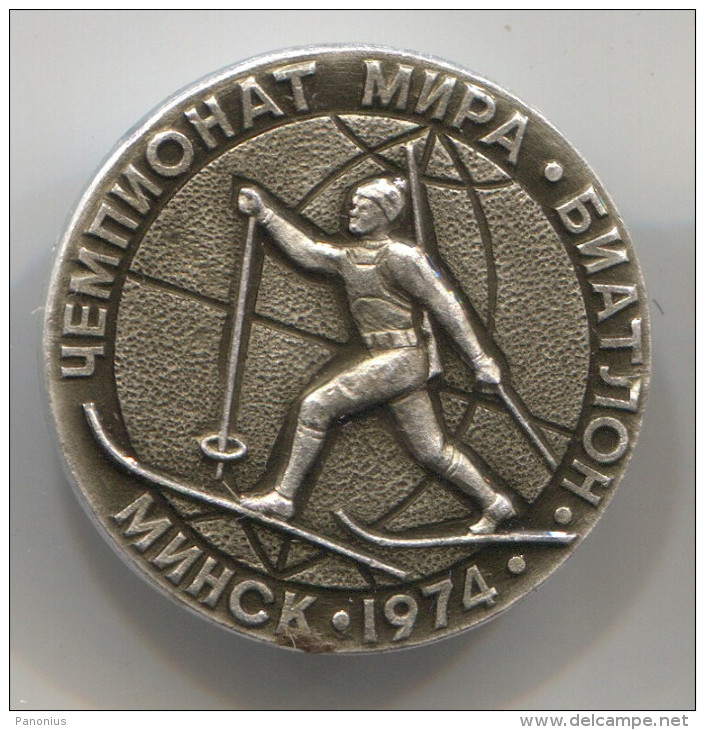 BIATHLON - Minsk, 1974. World Cup, Vintage Pin, Badge, Diameter: 30mm - Biathlon