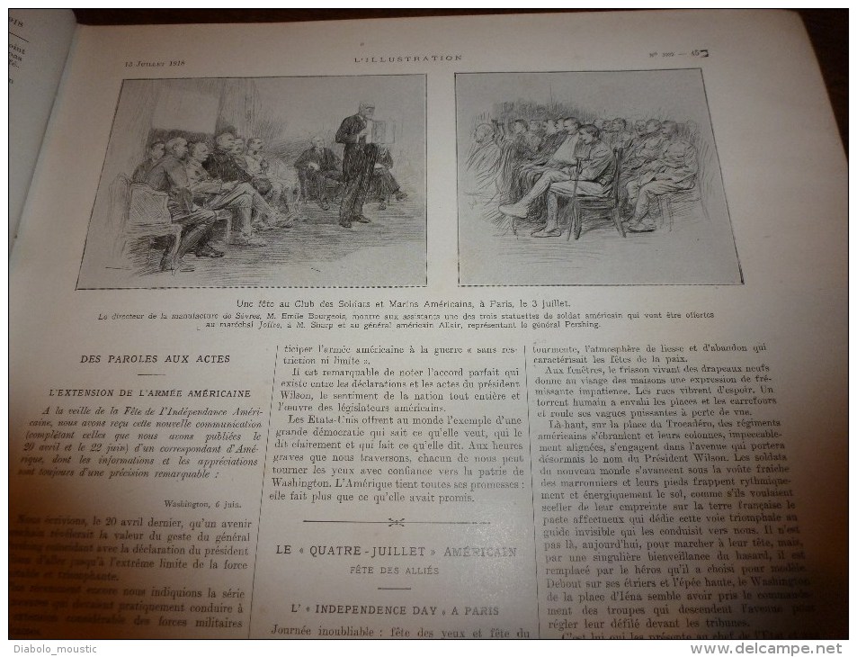 1918 US's Soldiers INDEPENDANCE DAY;152e RI;P. Loti;FLORENCE;AS Des AS Italien;PETROGRAD;Tchéco-slovaque - L'Illustration