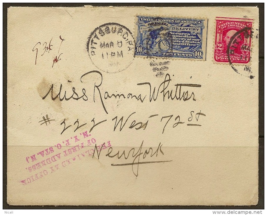 USA 1907 Special Delivery Cover SG E529 U #HG331 - Special Delivery, Registration & Certified